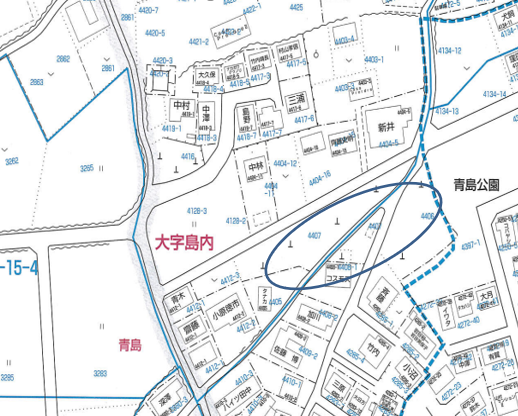 松本市島内の墓地を表している地図