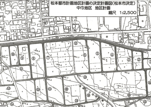 松本市波田の中巾地区計画図