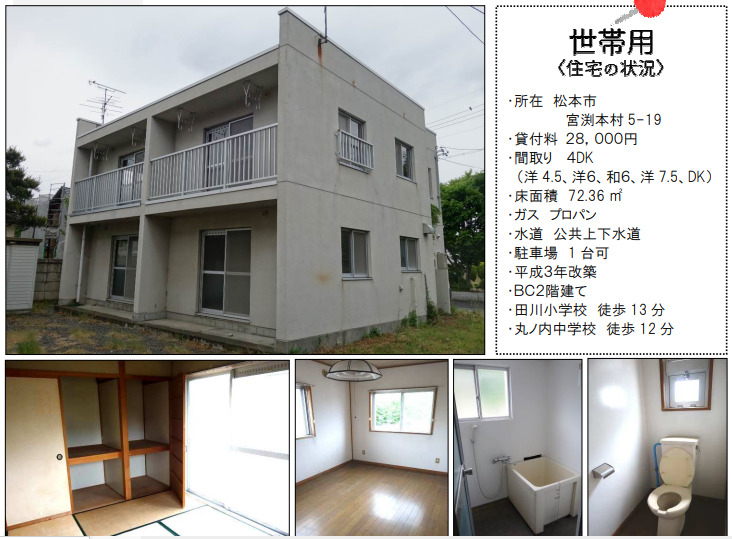 松本市の短期限定住宅
