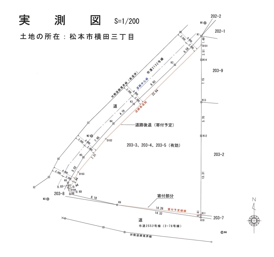 松本市横田3丁目土地実測図